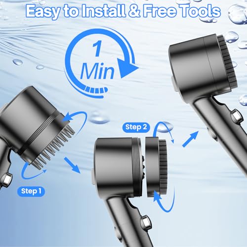 Filtered Shower Head with Handheld,High Pressure Shower Heads with Filters - color: Light Gray