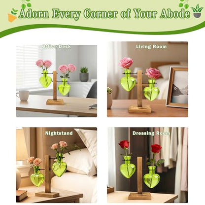 XXXFLOWER Plant Propagation Station Terrarium 2 Green Heart Shaped Vase - color: Green