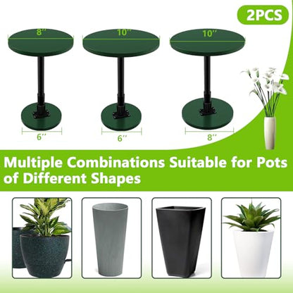 Axcoix 2 Pack Adjustable Height Plant Risers for Inside Pots, 7.5-12" Planter Inserts for Large Pots, Pot Fillers for Tall Square Round Taper Planters (6" 8" 10" Base or Top) - size: Short Lift: 7.5-12" Rise - 2Pack