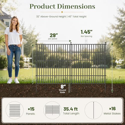 No Dig Garden Fence Outdoor for Yard, 32in (H) x 35.4ft(L) - size: 32 in(H) X 35.4 ft(L)