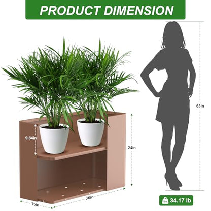Large Metal Planter Box 36”x 15”x 24”,Heavy Duty Rectangular Tall Metal Planter Box with Drainage Holes for Outdoor Garden Patio - color: Terracotta