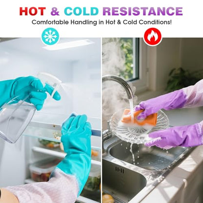 Elgood Reusable Long Sleeve Dishwashing Cleaning Gloves with Latex Free,Cotton Lining,Kitchen Gloves 2 Pairs,Purple+Blue L - color: Long-purple+blue, size: Large (Pack of 2)