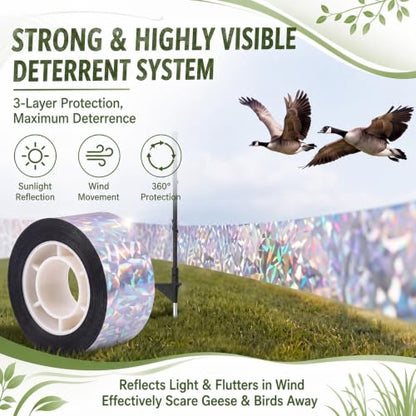 Geese Bird Deterrent Devices Fence System Kit, Post Wire Tape