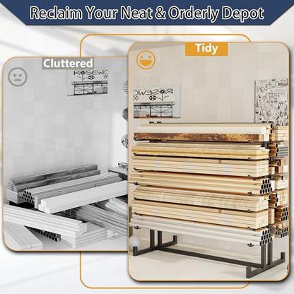 7-Tier Steel Storage Rack,Detachable Lumber Storage Rack,Load 2000 Lbs Heavy Organizer Shelf for Garage Shed Basement(No Wheel) - style: No Wheel
