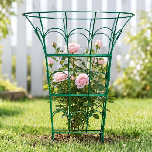 27.5" Peony Rings for Outdoor Plants -Metal Cages for Peonies - color: Green, size: 27.5"x22"