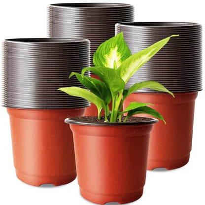 Baaxxango 200 PCS Plastic Nursery Pots,4 Inch Seedling Starting Pot with Holes,Flower Plant Container for Succulent,Seed,Cuttings,Transplanting - size: 200 Pcs 4 Inch