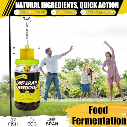 4 Fly Traps Outdoor for Patio with 4 Bait, Reusable Bug Catcher Bottle Jar - size: 4 pack1