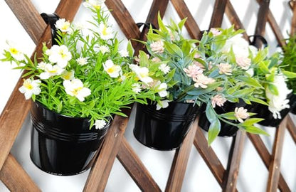 4 Pack Hanging Metal Railing Planters 6" with Detachable Hooks, Black - color: Black, size: 5.9"- 4 Pack