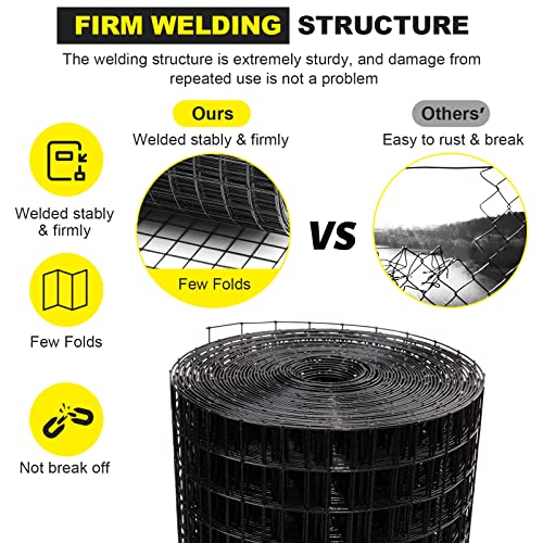 24'' x100' 1inch Hardware Cloth16 Gauge Black Vinyl Coated Welded Fence Mesh for Home and Garden Fence and Home Improvement Project (24'' x 100') - size: 24inchx100ft