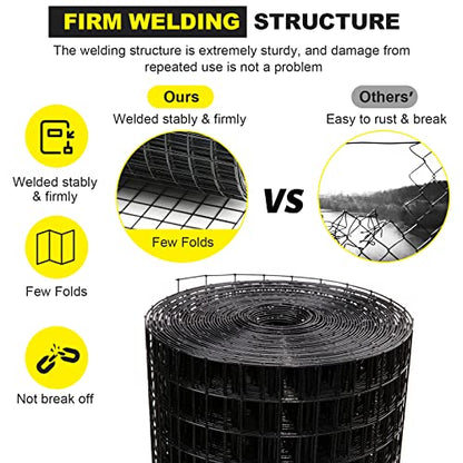 24'' x100' 1inch Hardware Cloth16 Gauge Black Vinyl Coated Welded Fence Mesh for Home and Garden Fence and Home Improvement Project (24'' x 100') - size: 24inchx100ft