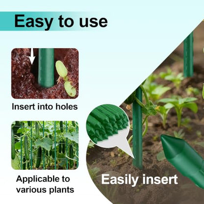 50pcs Garden Stakes 57 Inch, Approx 5ft Plastic Coated Steel Plant Stakes Specifically Designed for Climbing Plants, Ideal for Tomatoes, Beans, Cucumbers, Peppers, Vines, and More Plant Growth - size: 57in, 50pcs