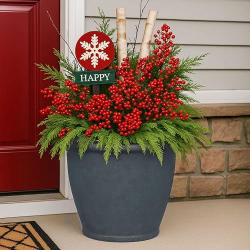 Sunnydaze Anjelica 20'' Large Plastic Planter Pot for Plants, Slate - color: Slate, size: 20 in