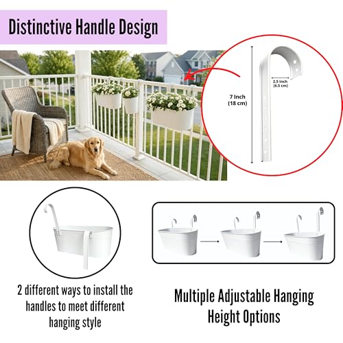 LaLaGreen 11.8 in Patio Rail Planter (10-Piece Combo) Oval Round White Pots - size: Combo C (10 pack)