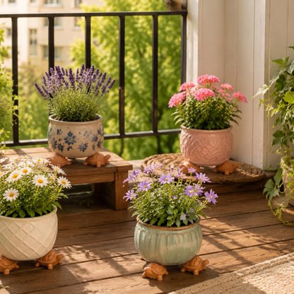 LemonRoad 12 Set Tortoise Pot Feet for Outdoor Planters, Terra Cotta Cement - size: Tortoise