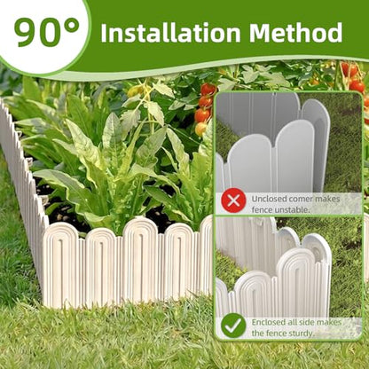 Ruppence 40Pcs 42ft White Garden Edging Border, Plastic Landscape Edging