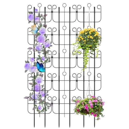 Garden Trellis for Climbing Plants, Outdoor Rustproof Heavy Duty Plant Climber Support for Flowers, Vine, Cucumbers, Expandable Height & Width, No Dig Decorative Garden Fence Panels - size: 15 Pack-16.9in(H)x12.5in(L)