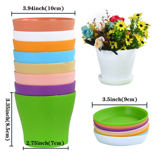 Tergy 50 Pack 4 Inch Plant Pots Bulk Small Plastic Planters Pots with Drainage Holes Flower Pot for Succulent, Cactus, Herb, African Violet (50pcs-Multicolor, 4Inches) - color: 50pcs-multicolor, size: 4Inches