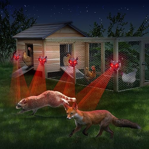 Solar Predator Lights for Chicken Coop 4 Pack, Coyote Deterrent for Yard