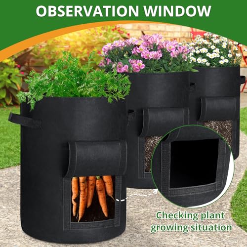 GOTGELIF 6 Pack 8 Gallon Grow Bags Fabric Planting Pots