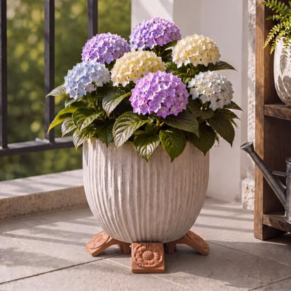 LemonRoad 12 Set Terra Cotta Cement Pot Feet for Outdoor Planters, Flower - style: Flower