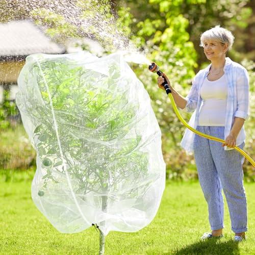 Fruit Tree Netting, Plant Mesh Netting for Garden Protection, Blueberry Bush Insect Netting Cover as Garden Pest Barrier from Cicadas, Bug, Bird (8x8 FT, 2Pcs, Zipper & Drawstring Design) - size: 8 X 8FT 2PACK