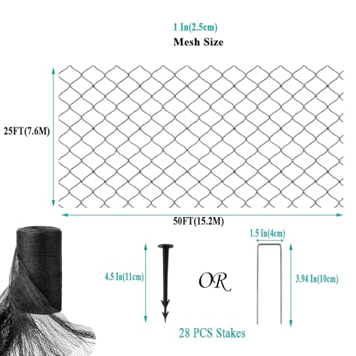 Pond Netting 25x50 Ft, 1 in Woven Fine Mesh Leaf Net - size: 25x50 FT-1“
