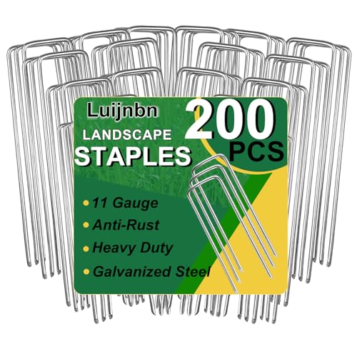 200 Pack Lawn Staples, Premium Garden Landscape Staples, Galvanized Heavy-Duty Gauge Stakes, U-Shaped Tent Stakes, Anti-Rust Fence Netting Pins Ground Spikes, Sod Pins - color: 200 Pack