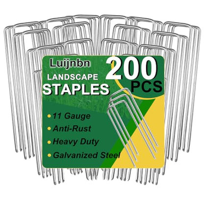 200 Pack Lawn Staples, Premium Garden Landscape Staples, Galvanized Heavy-Duty Gauge Stakes, U-Shaped Tent Stakes, Anti-Rust Fence Netting Pins Ground Spikes, Sod Pins - color: 200 Pack