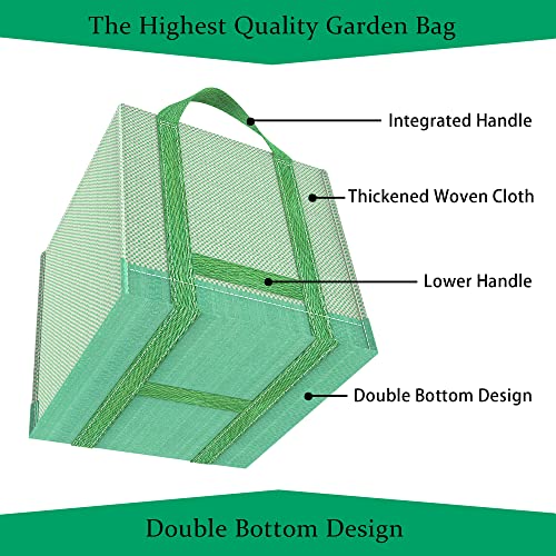 32 Gallons Reusable Garden Waste Bags, Yard Waste Bags, Lawn/Leaf Bags, Heavy Duty Gardening Bags, Integrated Reinforced Handle, Suitable for Collecting Leaves, Pruning Bushes(2-Pack 32Gallons) - size: 1 Count (Pack of 2)