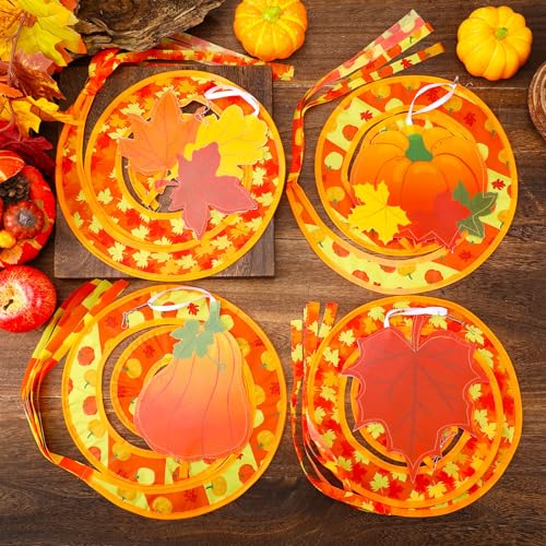 Beeveer 4 Pcs Fall Wind Socks Outdoor Hanging Nylon Windsock Spinners - style: Fall