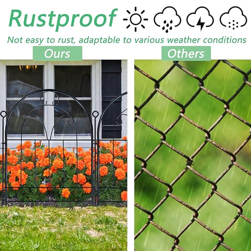 Decorative Garden Fence 17in(H) x 10ft(L), Rustproof Metal Animal Barrier - size: 21" High,11ft