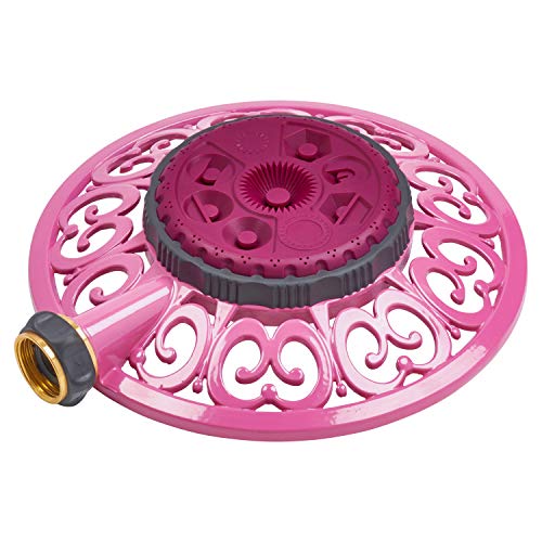 Melnor 65100-AMZ Sprout Metal 8-Pattern Sprinkler and QuickConnect Product Adapter Amazon Bundle, Raspberry Red - color: Raspberry Red
