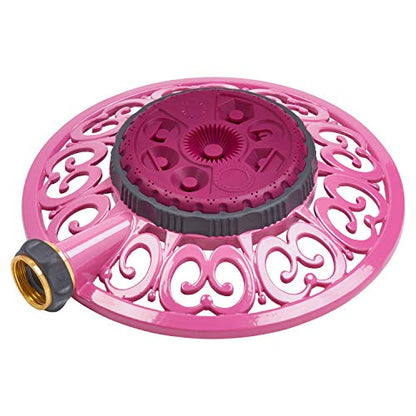 Melnor 65100-AMZ Sprout Metal 8-Pattern Sprinkler and QuickConnect Product Adapter Amazon Bundle, Raspberry Red - color: Raspberry Red