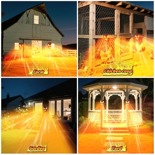 Solar Coyote Deterrent Predator Lights - Nocturnal Animal Repeller with Red LED Flashing Lights for Chicken Coop, Yard & Garden Protection Against Raccoons, Foxes, Deer, Skunks, Hawks 2 PCS
