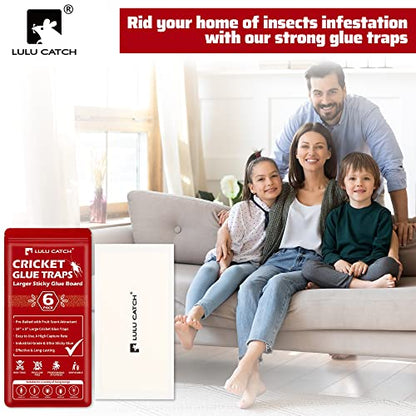 LULUCATCH Cricket Insect Glue Traps - 12 Pack Bug Cockroach Sticky Traps, Large Spider Trap with Pre-Baited Attractant, Highly Effective Glue Boards Indoor, Non-Toxic Pet Safe, Easy to Use - size: 12 Pack