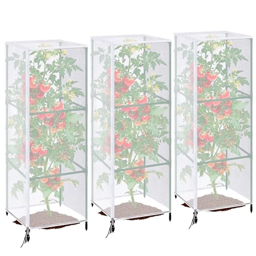 3Pcs Garden Bird Netting Plant Cover for Square Tomato Cage - color: 3 Pcs, size: 59 x 17.7 inch