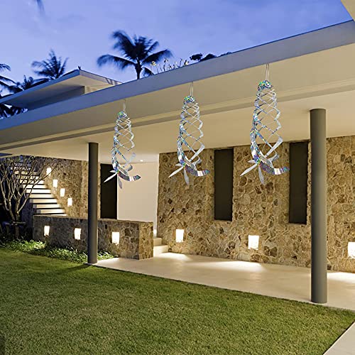 4 Pcs Bird Repellent Spiral Reflectors, 15.8" L Hanging Bird Deterrents - color: Silver-4Pcs