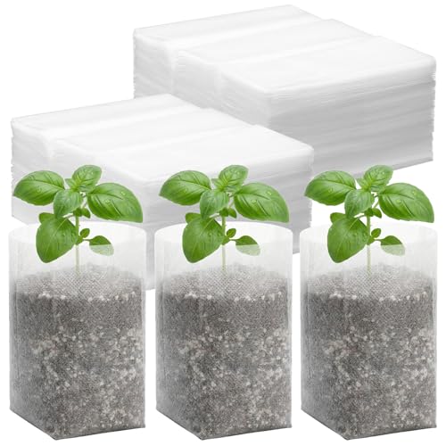 Plant Grow Bags, 400pcs Plant Nursery Bag 5.5 x6.3 Inches, Fabric Seedling Pots Non-Woven Pouch for Potato, Flower, Tomato Plant Starts & Clones, Fruit Protection Bags Home Gardening Supply - color: White, size: 5.5"x6.3"/Pack of 400