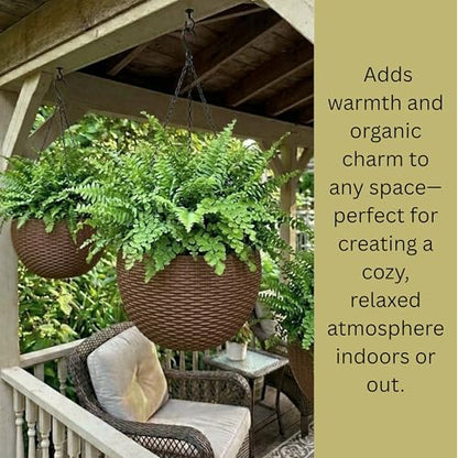 LaLaGreen Hanging Planters (11in, 4 Pack) Self-Watering Hanging Flower Pots - color: Brown X 4