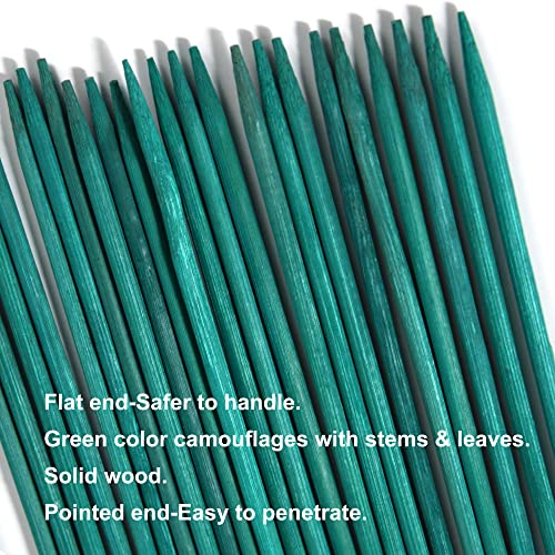 100 pcs 18 Inch Plant Sticks Support, Floral Plant Support, Wooden Sign Posting Green Bamboo Garden Sticks with 100 Pcs Garden Ties - color: 100 pcs