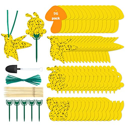 Fruit Fly Trap 96 Pack Yellow Sticky Gnat Killer Traps for Indoor Plants - size: 96 Packs