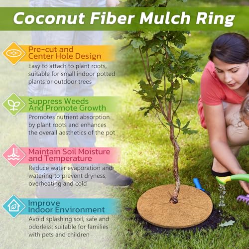 Legigo 20 Pack Coconut Fiber Mulch Ring Tree Plant Protector Mat, 11.8 Inch - color: 20 Pack, size: 11.8 Inch