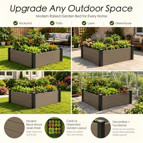 Kozyard 98.9" L x 18.4" W Raised Garden Bed Kit, Outdoor Planter Box - color: Taupe