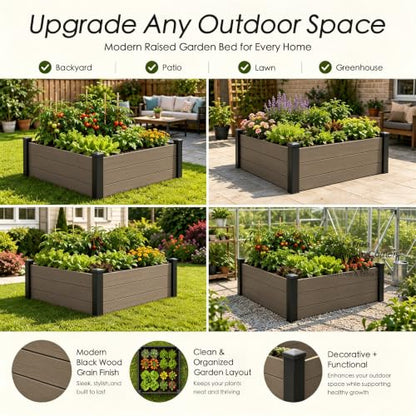 Kozyard 98.9" L x 18.4" W Raised Garden Bed Kit, Outdoor Planter Box - color: Taupe