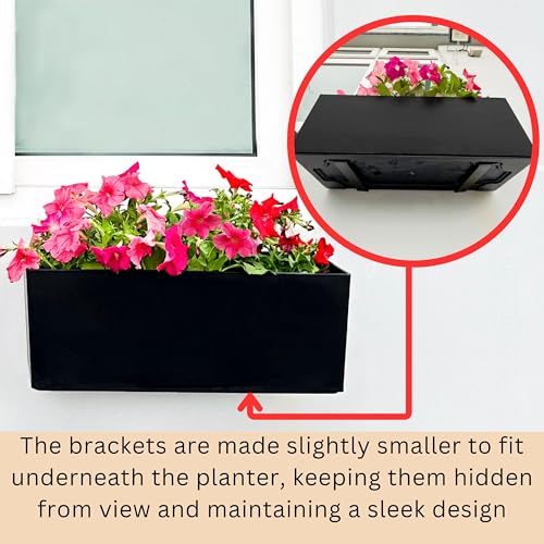 LaLaGreen Wall Planters for Indoor (20in, 2 Pack) Window Planter Boxes - color: Black X 2