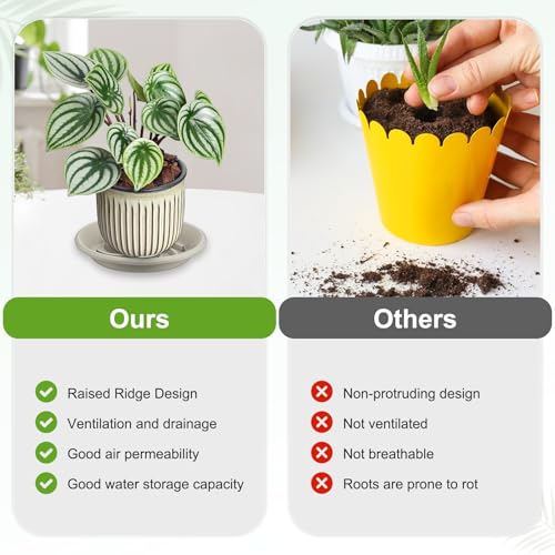 M METERXITY 2-Pack Plant Saucer, 7.3 Inch/ 18.5cm Plastic Plant Trays Thicker for Pots/Indoor/Outdoor/Water Drainage and Protection, Flowerpot Drip Tray [Grayish White] - size: 7.28 in