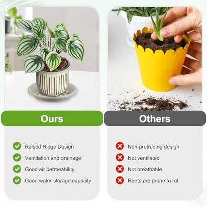 M METERXITY 2-Pack Plant Saucer, 7.3 Inch/ 18.5cm Plastic Plant Trays Thicker for Pots/Indoor/Outdoor/Water Drainage and Protection, Flowerpot Drip Tray [Grayish White] - size: 7.28 in