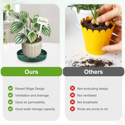 M METERXITY 2-Pack Plant Saucer, 9.65 Inch/24.5 cm Plastic Plant Trays Thicker for Pots/Indoor/Outdoor/Water Drainage and Protection, Flowerpot Drip Tray [Green] - size: 9.65 in
