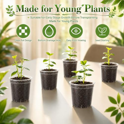 240 Pack 2 Inch Nursery Pots, Mini Plastic Plant Pots for Seedlings(Clear) - color: Clear