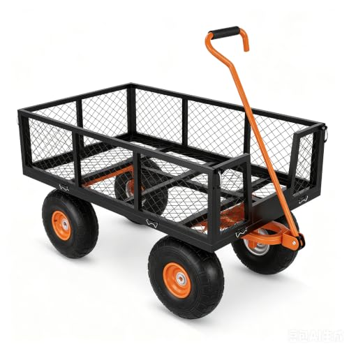 Steel Garden Cart Heavy Duty Utility Wagon with Sides, 500 lbs - size: 500LBS